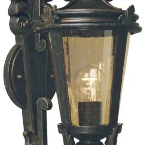 Abverkauf Casa Padrino applique murale d'extérieur baroque noir antique / bronze / ambre 22,5 x 22 x H. 55 cm - Lampe d'extérieur balcon jardin terrasse nostalgique - Éclairage extérieur nostalgique