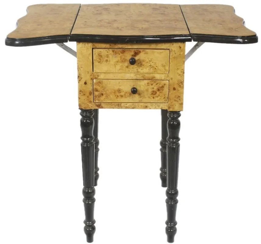 Casa Padrino table d'appoint Art Déco avec 2 tiroirs érable moucheté marron clair / noir 40 x 30 x H. 75 cm - Mobilier de Salon Art Déco Nur Für Kurze Zeit