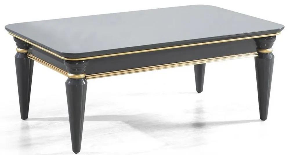 Casa Padrino table basse Art Déco de luxe gris / or 110 x 70 x H. 42 cm - Table de salon en bois massif noble - Meubles de Salon Sale