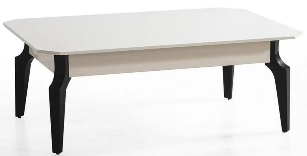 Online Kaufen Casa Padrino table basse Art Déco de luxe blanc / noir 110 x 70 x H. 42 cm - Table de salon en bois massif noble - Meubles de salon