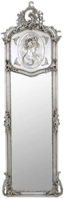 Casa Padrino miroir baroque argent 55 x H. 175 cm - Miroir mural de style antique fait main - Miroir complet - Miroir d'armoire - Miroir de salon - Mobilier Baroque Nur Für Kurze Zeit
