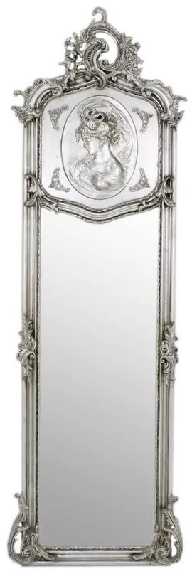 Casa Padrino miroir baroque argent 55 x H. 175 cm - Miroir mural de style antique fait main - Miroir complet - Miroir d'armoire - Miroir de salon - Meubles de style baroque Nur Heute