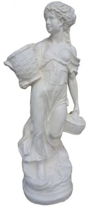 Rabatt Casa Padrino Sculpture Art Nouveau Femme avec Paniers Blanc H. 135 cm - Figurine de Décoration Jardin & Terrasse Résistant aux Intempéries - Accessoires de Décoration Jardin Baroque & Art Nouveau