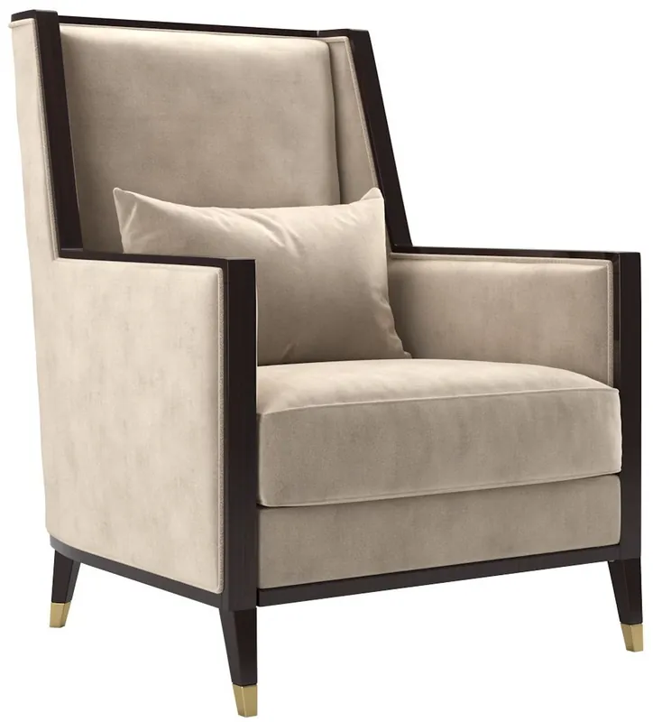 Mega-Angebot Casa Padrino fauteuil Art Déco de luxe en velours beige / marron foncé brillant / or 75 x 75 x H. 105 cm - Fauteuil de salon noble - Mobilier Art Déco de Luxe