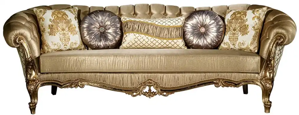 Geprüft Casa Padrino canapé baroque de luxe or / blanc 268 x 110 x H. 87 cm - Canapé de salon magnifique avec coussins décoratifs - Mobilier de salon de style baroque