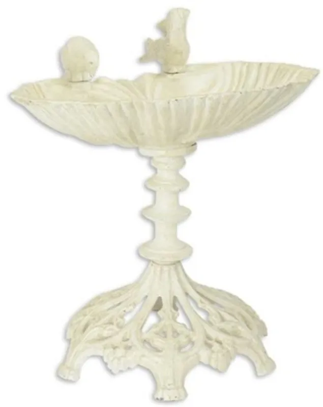 Schneller Versand Casa Padrino bain d'oiseaux Art Nouveau avec 2 oiseaux décoratifs crème 54 x H. 49,5 cm - Bain d'oiseaux en fonte - Accessoires de décoration de jardin et patio