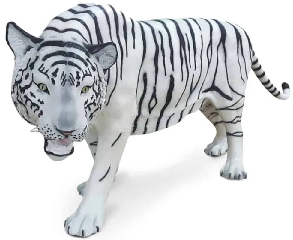 Casa Padrino figurine décorative de luxe tigre blanc / noir 250 x 55 x H. 90 cm - figurine de décoration grandeur nature - énorme figure animale - Sculpture de Décoration de Jardin Rabatt