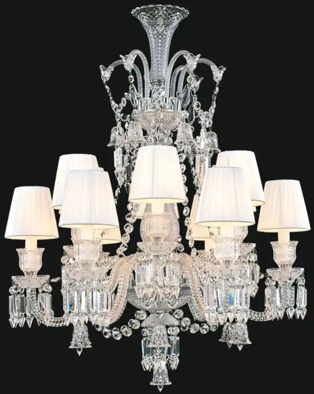 Expressversand Casa Padrino Lustre Baroque de Luxe en Verre Cristal Argent / Blanc Ø 80 x H. 100 cm - Lustre pour Hôtel et Restaurant - Noble & Magnifique