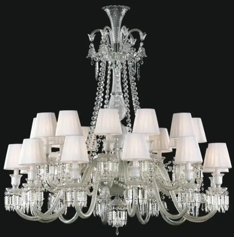 Casa Padrino Lustre Baroque de Luxe en Verre Cristal Argent / Blanc Ø 110 x H. 120 cm - Lustre pour Hôtel et Restaurant - Noble & Magnifique Letzte Chance