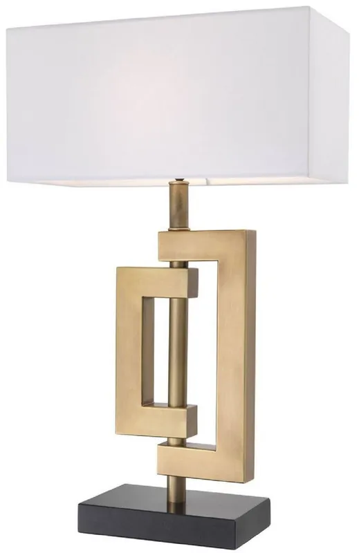 Jetzt Kaufen Casa Padrino lampe de table design avec base en granit laiton antique / noir / blanc 40 x 20 x H. 64 cm - Collection de Luxe