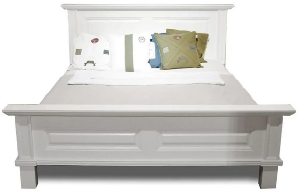 Casa Padrino lit double de style campagnard blanc 200 x 200 x H. 110 cm - Lit en bois massif - Meubles de chambre de style campagnard Zertifiziert