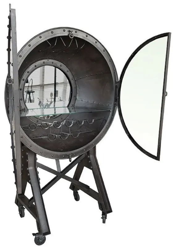Meistverkauft Casa Padrino armoire bar en métal 2 portes vitrées et roulettes noir 115 x 70 x H. 182 cm - Armoire à Vin - Meuble Bar