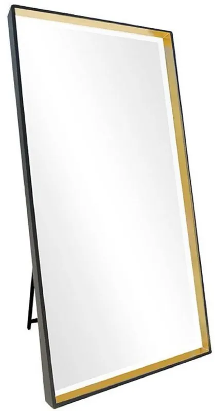 Nur Heute Casa Padrino miroir sur pied de luxe noir / or 100 x H. 200 cm - Miroir pleine longueur - Miroir de chambre - Meubles de chambre