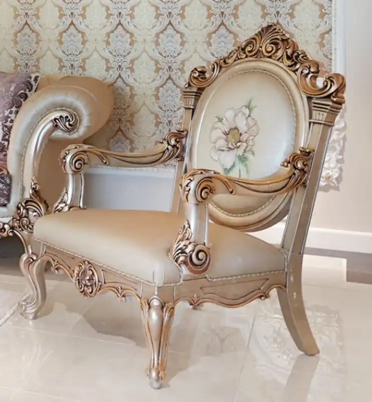 Sale Casa Padrino fauteuil baroque de luxe beige / cuivre 85 x 85 x H. 120 cm - Magnifique fauteuil de salon avec motif floral nobles - Mobilier de salon baroque