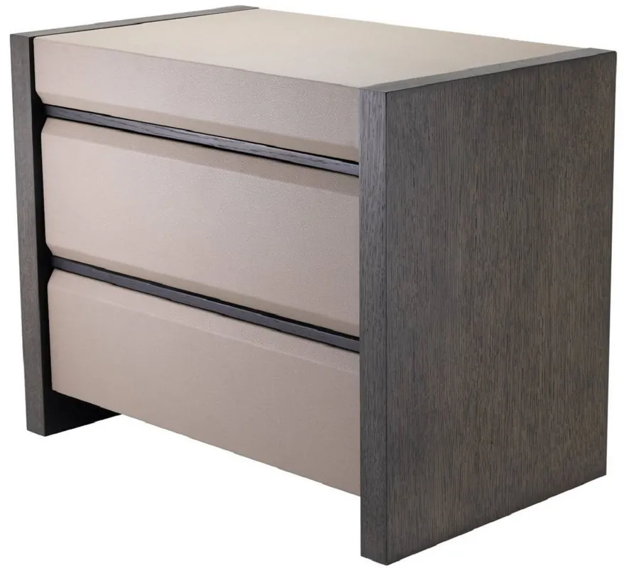 Casa Padrino table de chevet de luxe gris / moka 76 x 46 x H. 61,5 cm - Table d'appoint avec 2 tiroirs et aspect cuir - Mobilier de chambre de luxe Rabatt