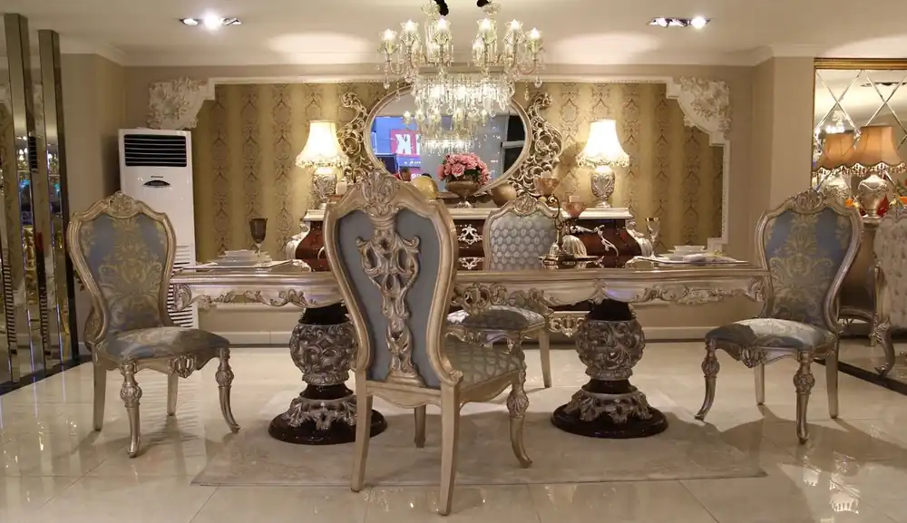 Casa Padrino ensemble de salle à manger baroque de luxe - 1 Table à Manger et 8 Chaises de Salle à Manger - Meubles de salle à manger de style baroque - Noble et Magnifique - Qualité de Luxe Direkt Vom Hersteller