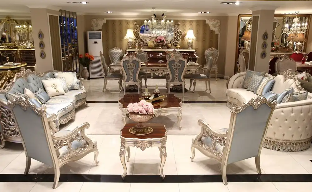 Casa Padrino ensemble de salon baroque de luxe - 2 Canapés et 2 Fauteuils et 1 Table Basse & 2 Tables d'Appoint - Mobilier de salon de style baroque - Noble & Magnifique Highlight