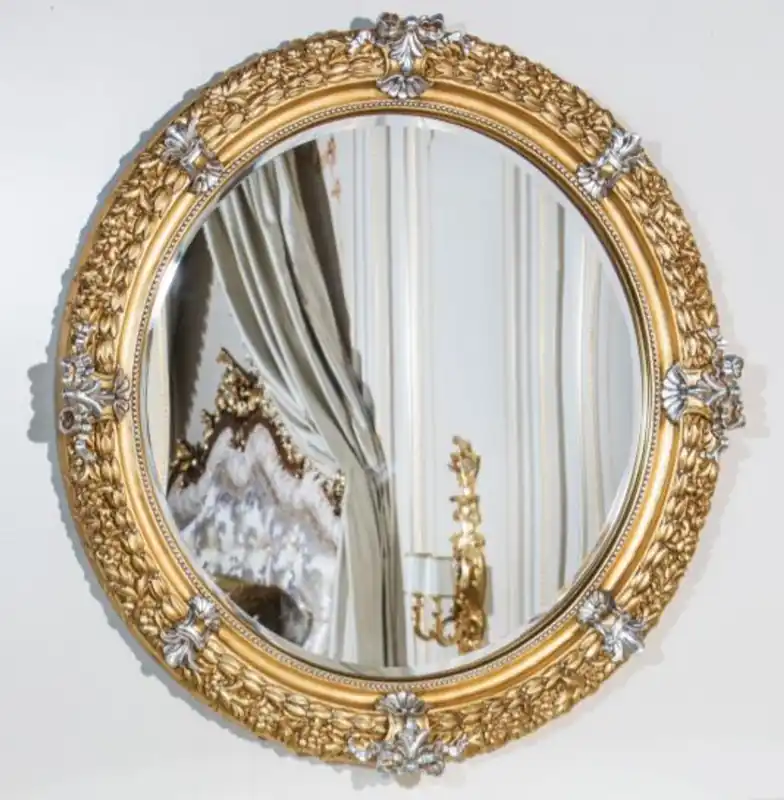 Casa Padrino miroir baroque de luxe or / argent Ø 103 cm - Magnifique miroir mural sculpté à la main de style baroque - Qualité de Luxe - Fabriqué en Italie Billig