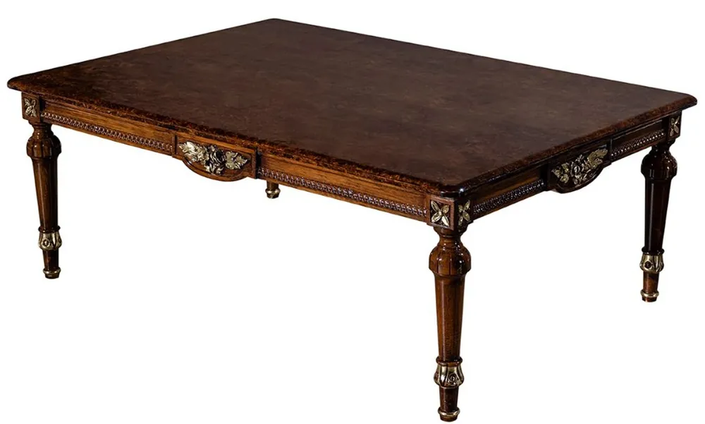Günstig Casa Padrino table basse baroque de luxe marron 122 x 86 x H. 46 cm - Table de salon en bois massif de style baroque - Mobilier de salon baroque