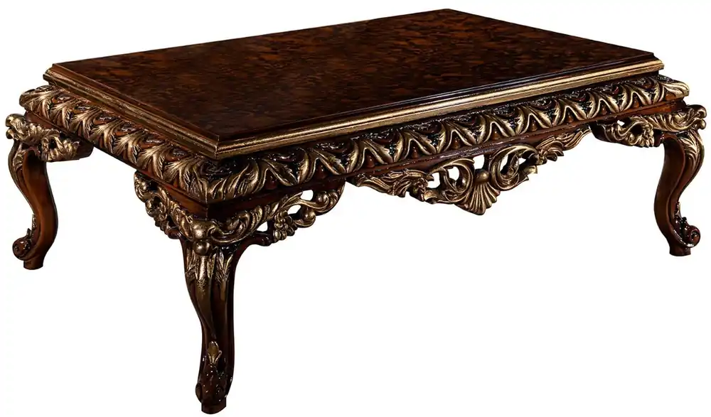 Casa Padrino table basse baroque de luxe marron / bronze 133 x 90 x H. 48 cm - Table de salon en bois massif avec décorations nobles - Meubles de salon de style baroque Online Kaufen