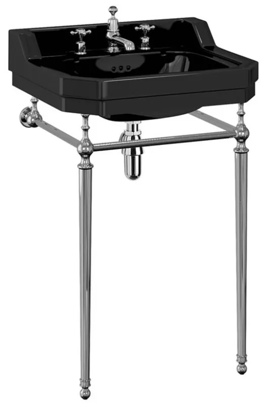 Ausverkauf Casa Padrino Lavabo Art Nouveau de Luxe Noir / Argent 56 x 47 x H. 90 cm - Lavabo 3 Trous en Porcelaine avec Base - Meubles de Salle de Bain