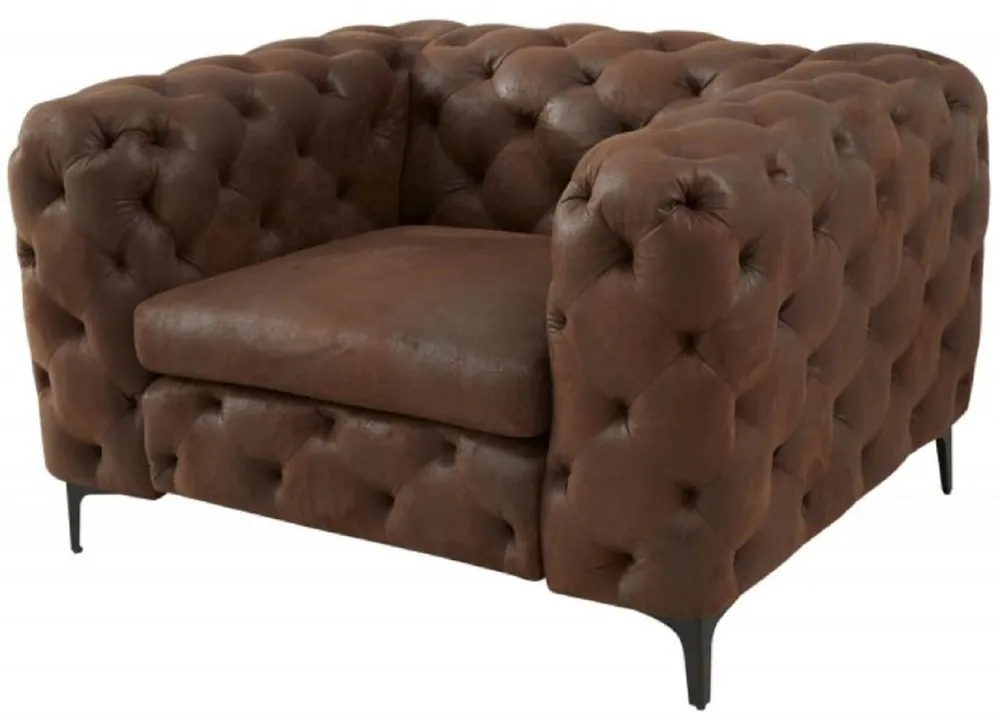 Casa Padrino fauteuil de salon Chesterfield brun antique 120 x 100 x H. 70 cm - Meubles de Salon Chesterfield Preis Gesenkt
