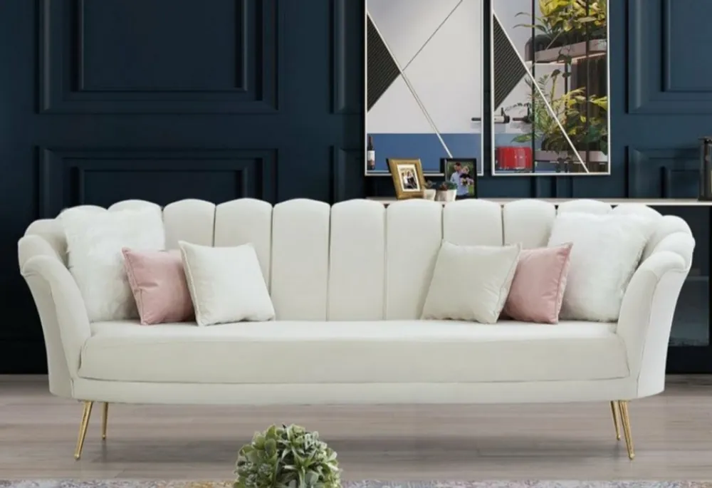 Casa Padrino canapé 3 places de salon design Art Déco crème / or 190 x 60 x H. 85 cm - Mobilier de Salon Art Déco Top-Angebot