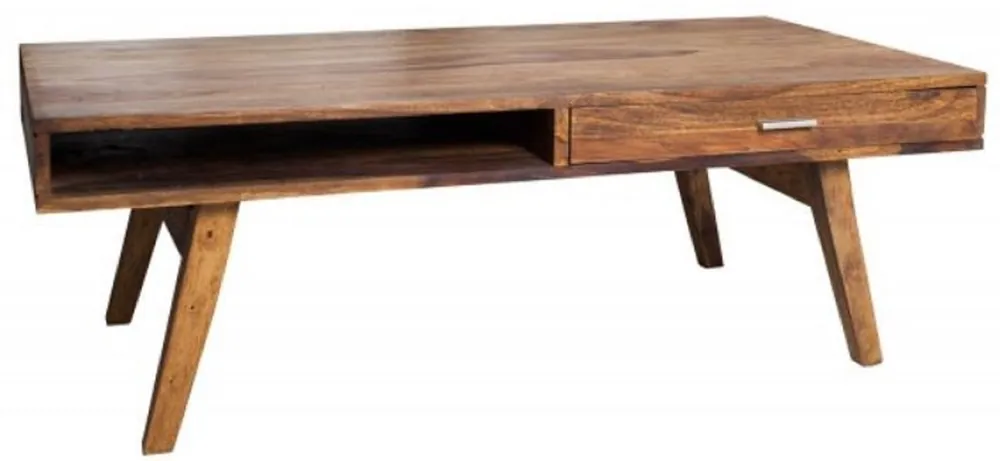 Direkt Vom Hersteller Casa Padrino table basse en bois massif naturel 100 x 55 x H. 40 cm - Table de salon au style rétro - Meubles de salon au design rétro