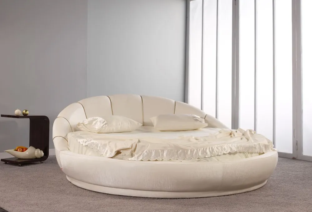 Casa Padrino lit rond de luxe crème Ø 240 x H. 90 cm - Lit double rond - Meubles de chambre de luxe Preis Gesenkt