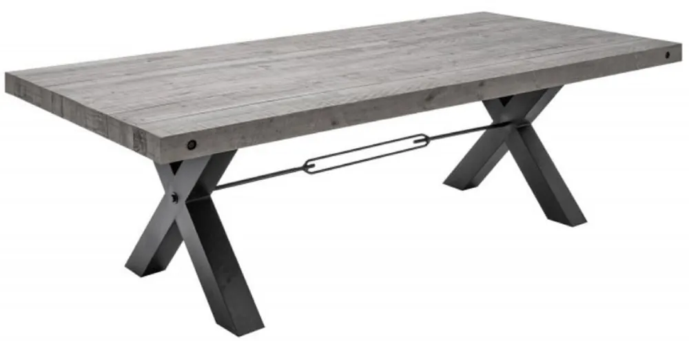Billig Casa Padrino table à manger design industriel gris / noir 200 x 100 x H. 76 cm - Table de cuisine en bois massif au design industriel - Meubles de salle à manger