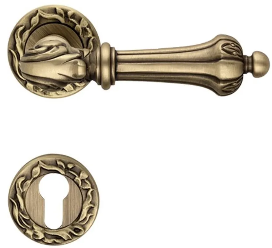 Casa Padrino Ensemble de Poignée de Porte Baroque 14,2 x H. 5,3 cm - Différentes Couleurs - 2 Magnifiques Poignées de Porte en Laiton avec Rosaces Rondes - Qualité de Luxe - Fabriqué en Italie Highlight