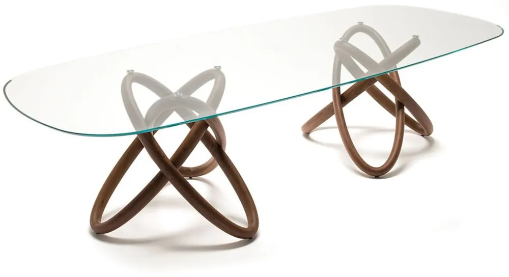 Casa Padrino table à manger design marron 300 x 120 x H. 75 cm - Table de salle à manger ovale moderne avec plateau de verre - Mobilier de salle à manger - Qualité de Luxe - Fabriqué en Italie Echt