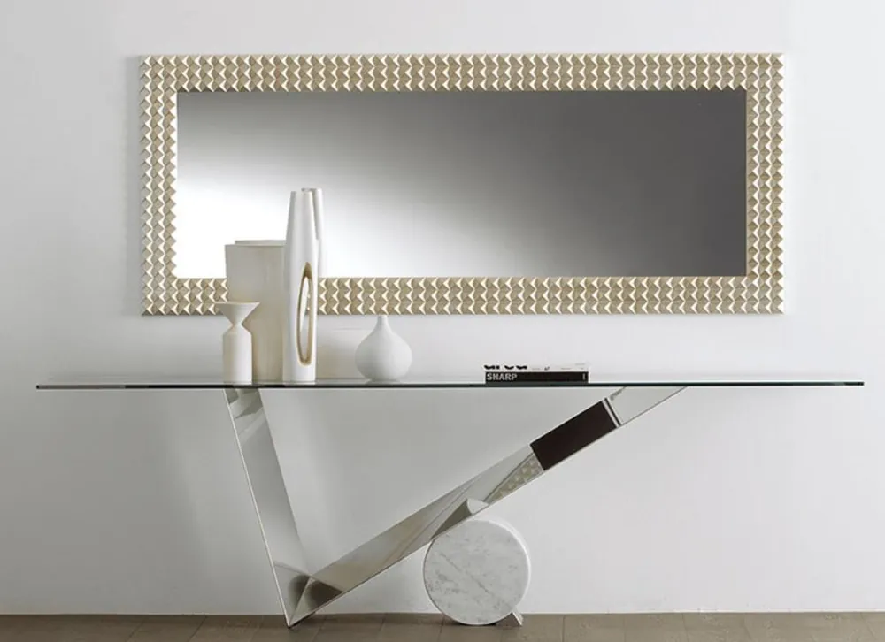 Expressversand Casa Padrino console design argent / blanc - Différentes Tailles de Table - Table console avec plateau en verre - Mobilier de salon moderne - Collection de Luxe