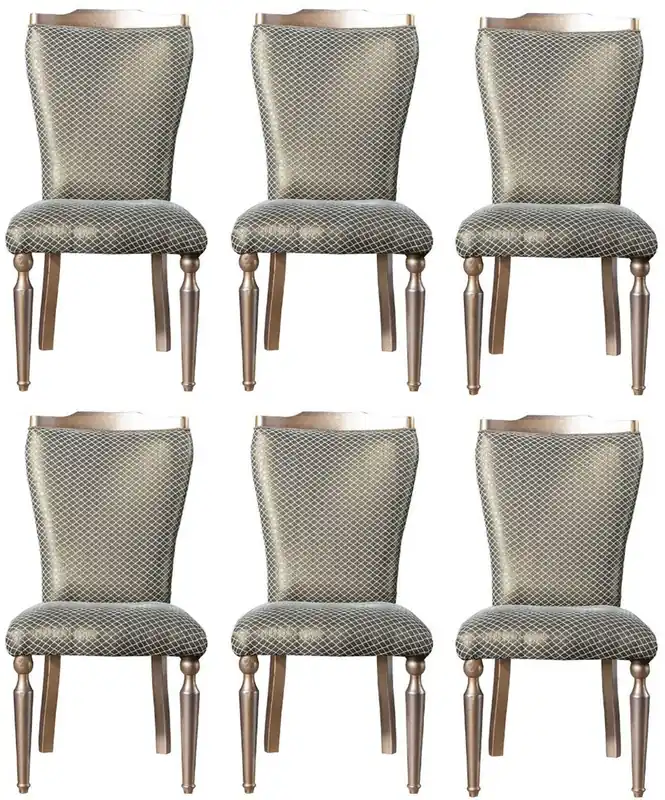 Casa Padrino ensemble de chaises de salle à manger baroque de luxe vert / argent / cuivre / or 55 x 55 x H. 102 cm - Ensemble de 6 chaises de cuisine - Meubles de salle à manger de style baroque Neu Im Sortiment