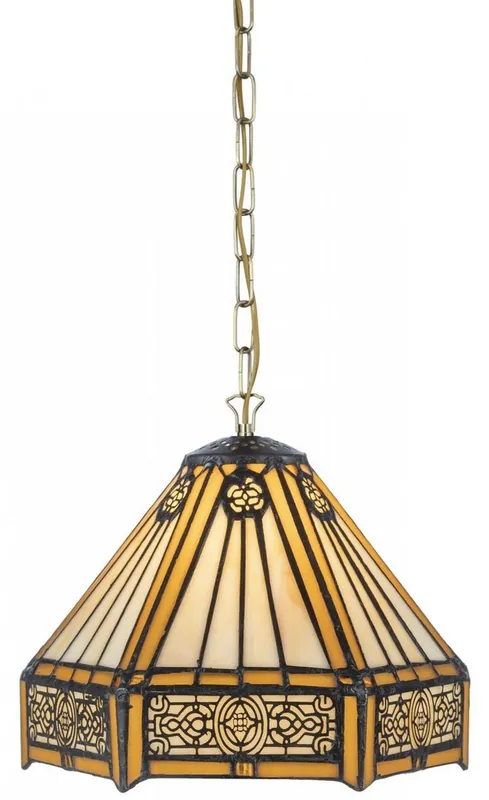 Casa Padrino Lampe Suspendue Tiffany de Luxe Jaune / Noir 20 x 20 x H. 20 cm - Fabriquée à la Main à Partir de Nombreuses Pièces de Mosaïque de Verre - Luminaires Tiffany Billig