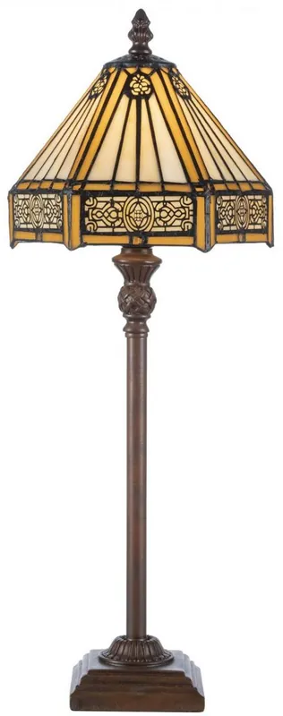 Neu Im Sortiment Casa Padrino lampe de table Tiffany de luxe jaune / noir / marron 20 x 20 x H. 51 cm - élégante lampe de bureau - Accessoires Déco