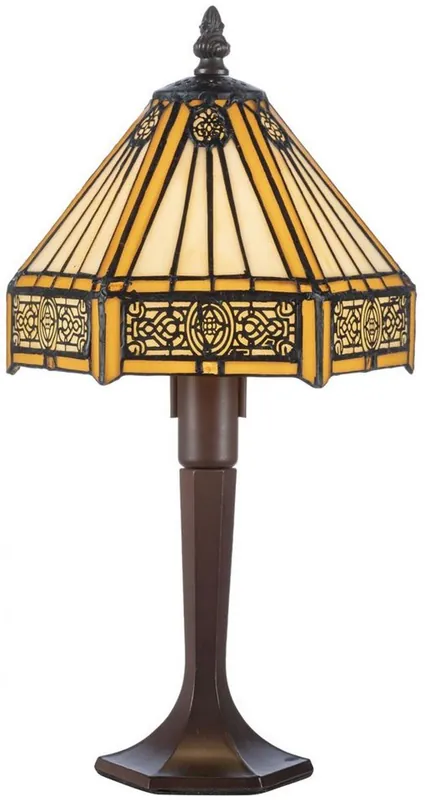 Neuheit Casa Padrino lampe de table Tiffany de luxe jaune / noir / marron 20 x 20 x H. 31 cm - élégante lampe de bureau - lampe tabouret - Lampes Tiffany