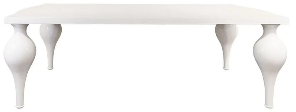 Casa Padrino table à manger néoclassique blanc brillant 220 x 110 x H. 75,5 cm - Table de cuisine en bois massif - Meubles de salle à manger de style néoclassique Garantierte Lieferung