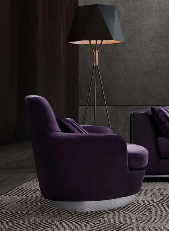 Sofort Bestellen Casa Padrino fauteuil pivotant de luxe violet / argent 83 x 86 x H. 81 cm - Fauteuil de salon avec coussin décoratif - Mobilier de salon de luxe