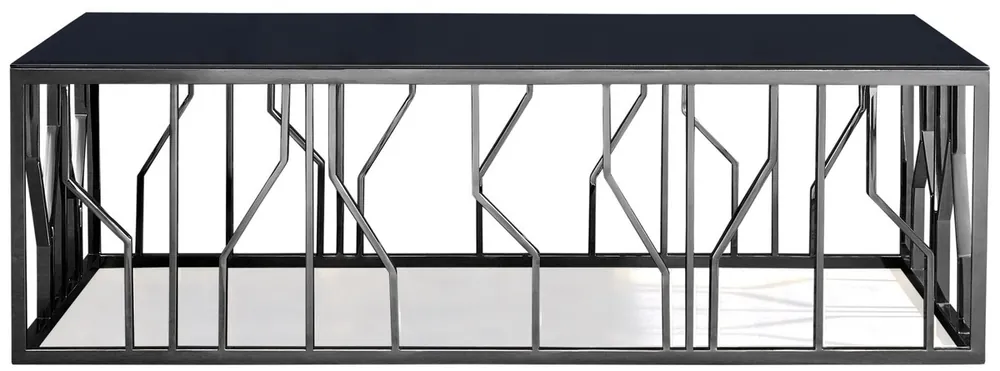 Must-Have Casa Padrino table basse de luxe argent / noir 125 x 65 x H. 43 cm - Table de salon rectangulaire en acier inoxydable avec plateau en verre - Meubles de salon - Qualité de Luxe