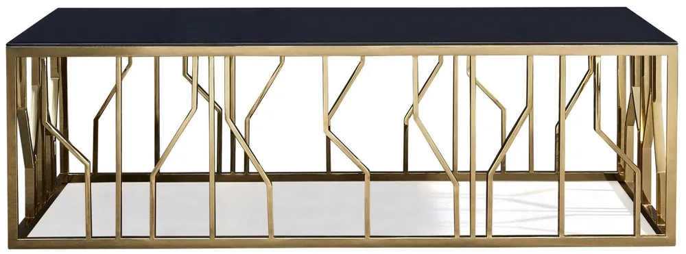 Billig Casa Padrino table basse de luxe or / noir 125 x 65 x H. 43 cm - Table de salon rectangulaire en acier inoxydable avec plateau en verre - Meubles de salon - Qualité de Luxe