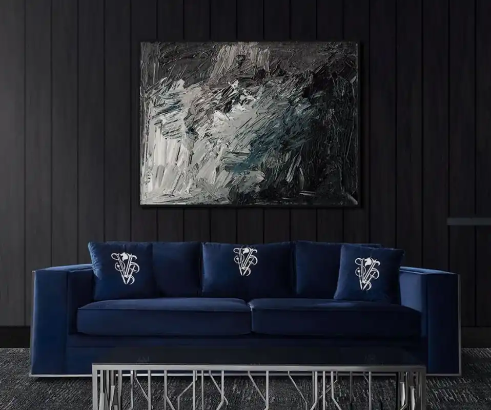 Casa Padrino canapé de luxe bleu / argent 240 x 95 x H. 65 cm - Canapé de salon avec coussins décoratifs - Meubles de salon de luxe Begrenztes Angebot