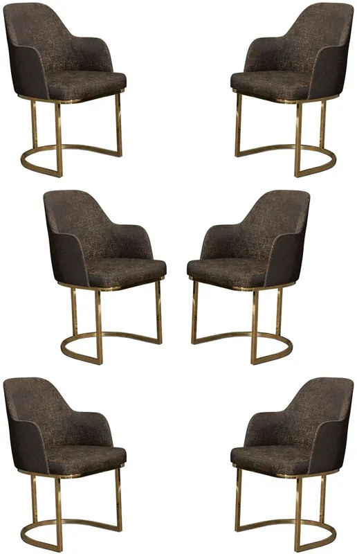 Nur Für Kurze Zeit Casa Padrino ensemble de chaises de salle à manger de luxe gris / or 70 x 95 x H. 96 cm - Chaises de cuisine de 6 - Chaises de salle à manger avec accoudoirs - Meubles de salle à manger de luxe
