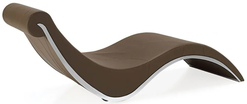 Casa Padrino chaise longue design de luxe avec roulettes marron / argent 200 x 70 x H. 70 cm - Chaise longue en faux cuir noble - Fauteuil Relax - Chaise longue Relax - Mobilier de salon de luxe Highlight
