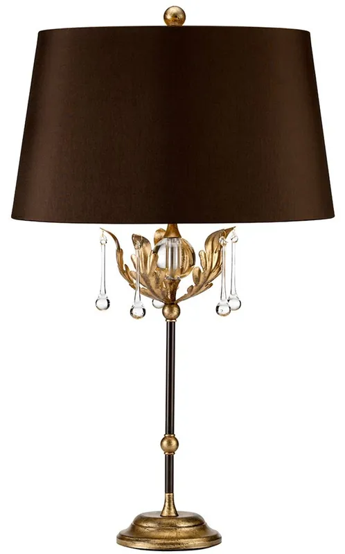 Solange Der Vorrat Reicht Casa Padrino lampe de table baroque bronze / or antique Ø 43 x H. 72 cm - Lampe de bureau élégante avec des feuilles de chêne faites à la main et des gouttes de verre décoratives - Luminaires Baroques