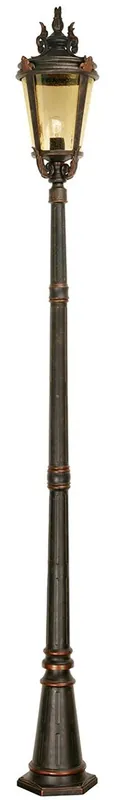 Bestseller Casa Padrino lanterne de jardin baroque noir antique / bronze / ambre Ø 30 x H. 239 cm - Lampadaire d'extérieur élégant - Éclairage extérieur nostalgique