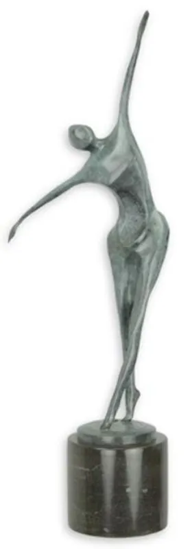 Casa Padrino sculpture en bronze de designer danceur bleu / noir 18,6 x 13 x H. 57,2 cm - Figurine en bronze moderne avec socle en marbre - Accessoires Décoratifs Neuheit