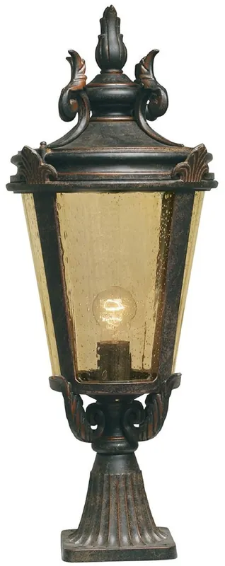 Sonderangebot Casa Padrino lampe de piédestal baroque noir antique / bronze / ambre Ø 30 x H. 68 cm - Lampadaire extérieur de terrasse de jardin résistant aux intempéries - Éclairage extérieur nostalgique