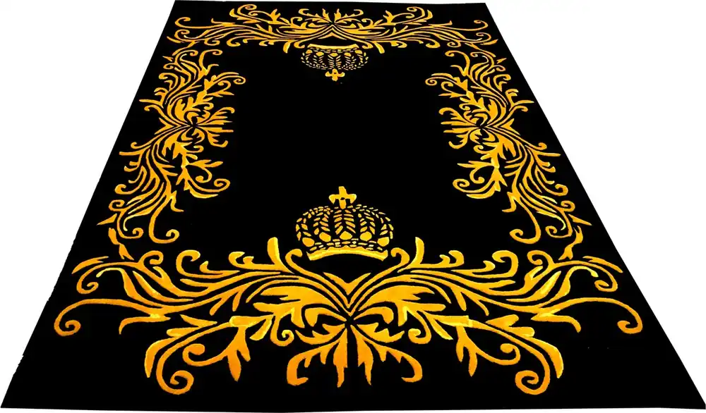 Tapis de luxe Pompöös by Casa Padrino par Harald Glööckler 80 x 150 cm couronne noir / or - tapis design baroque - tissé à la main en laine Knallerangebot