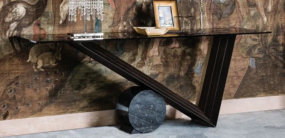 Preis Gesenkt Casa Padrino console design marron foncé / noir - Différentes Tailles de Table - Table console avec plateau en verre - Mobilier de salon moderne - Collection de Luxe